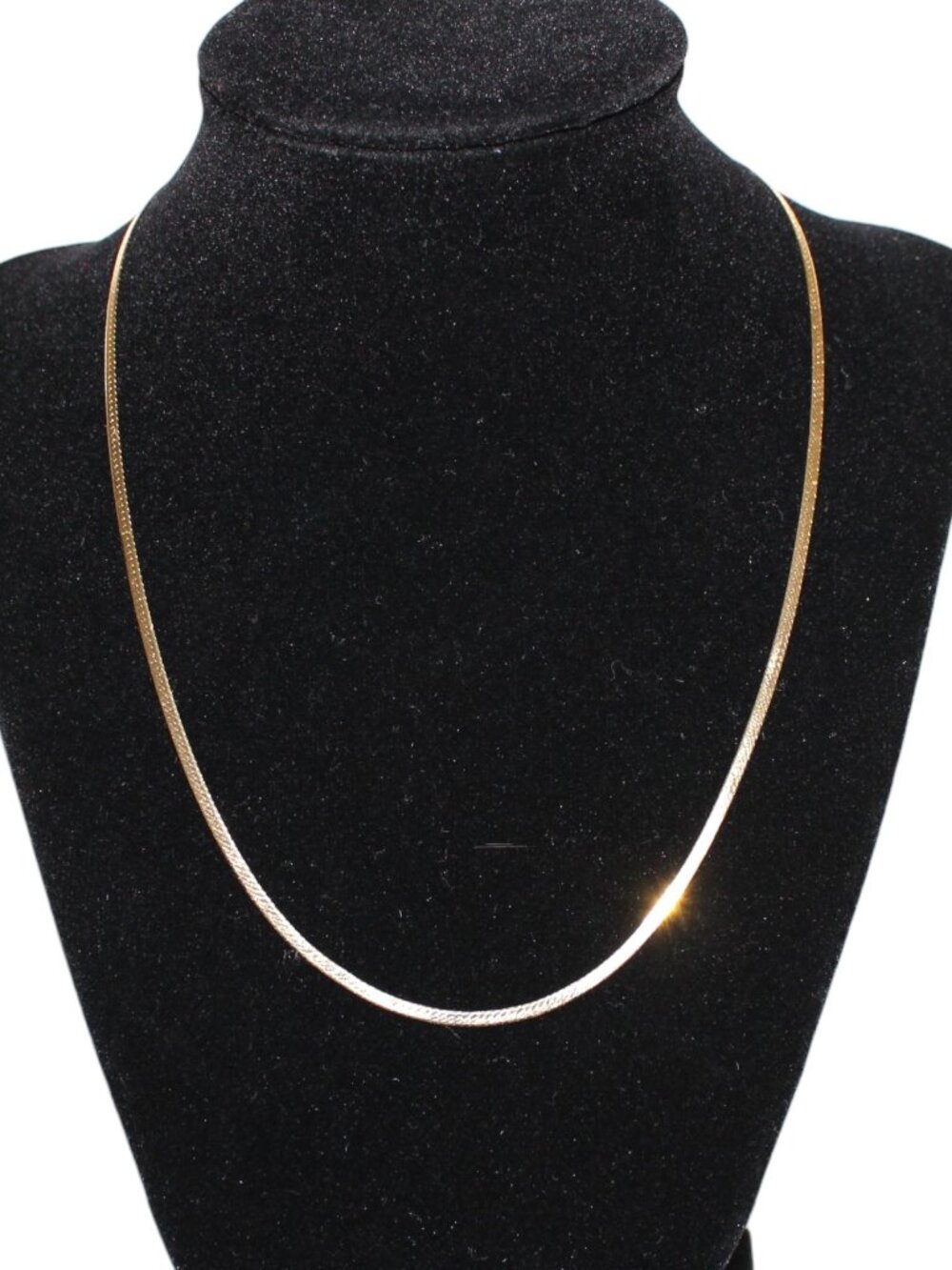 Vintage 14k Solid Gold 585 Gold Herringbone Flat Necklace Made in Italy